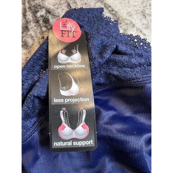 Lilyette By Bali 42DDD Blue Underwire Bra Lily Fit Open Neck Line LY0428 - Picture 4 of 6